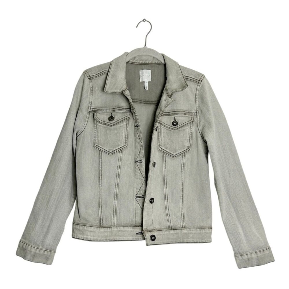 Leith Women's Denim Button Front Jacket in Light Gray - Sz S